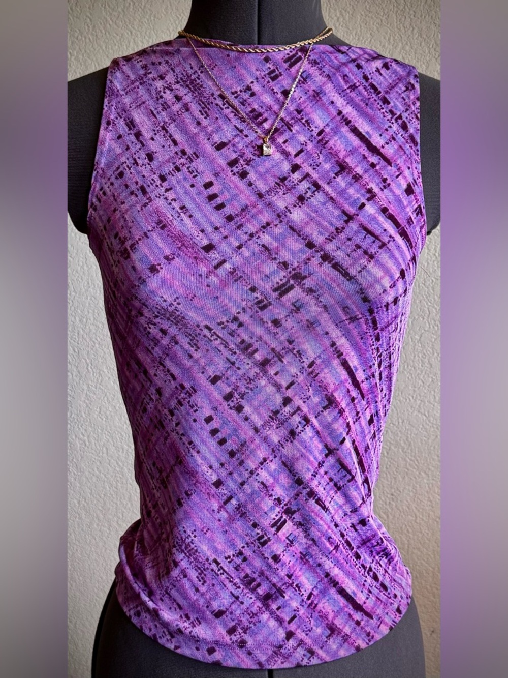 Vintage 90s Y2K Per Seption Purple Sleeveless Tank Top Blouse S
